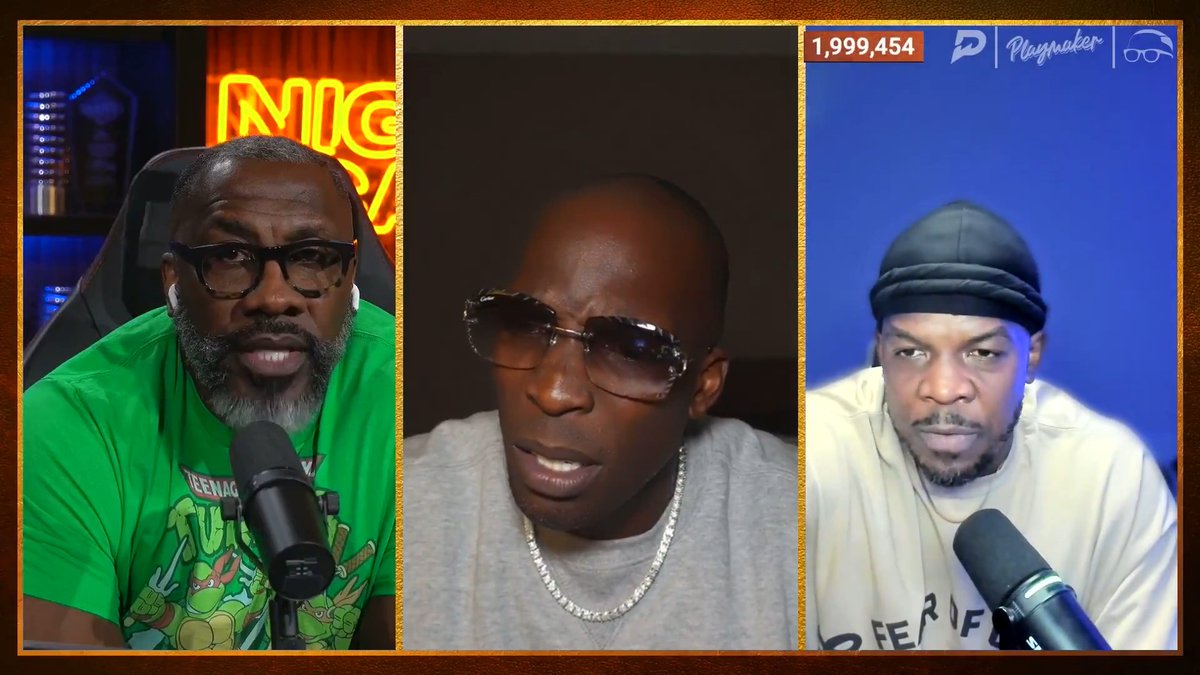 Ocho challenges Michael Jordan and Charles Oakley to a game of cards Unc says he ain't playing cause Jordan's not taking his house from him 😂 shannon sharpe | @Ochocinco | isojoe | #Nightcap