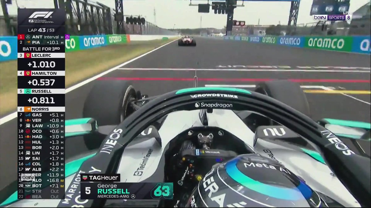 ⏱️ اللفة 43/53 جورج راسل يتجاوز لويس هاميلتون ليحتل المركز الرابع 🏎️⚡ #فورمولا1 #F1 | #F12026 | #Formula1 | #JapanGP
