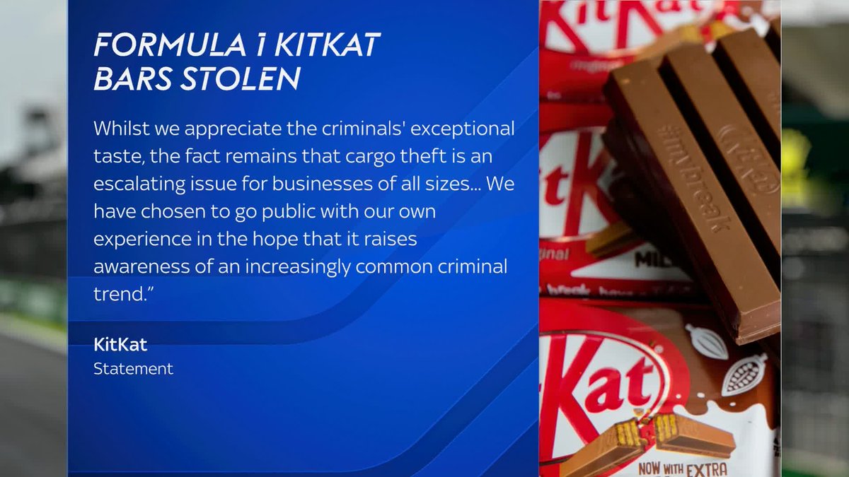 ''We've always encouraged people to have a break with KitKat - but it seems thieves have taken the message too literally and made a break with more than 12 tonnes of our chocolate'' KitKat statement after their F1 chocolate bars were stolen while transiting through Europe 🍫
