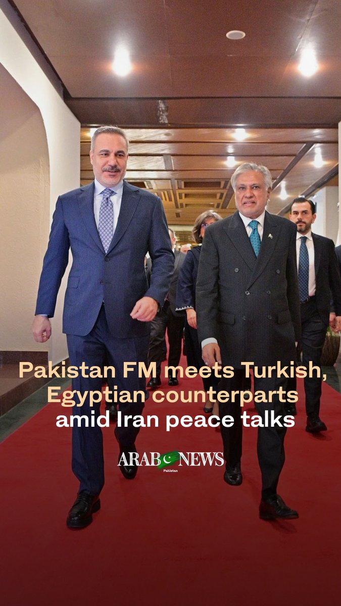 #WATCH: Egyptian and Turkish foreign ministers arriving at Pakistan foreign office and being greeted by Pakistani foreign minister Ishaq Dar.