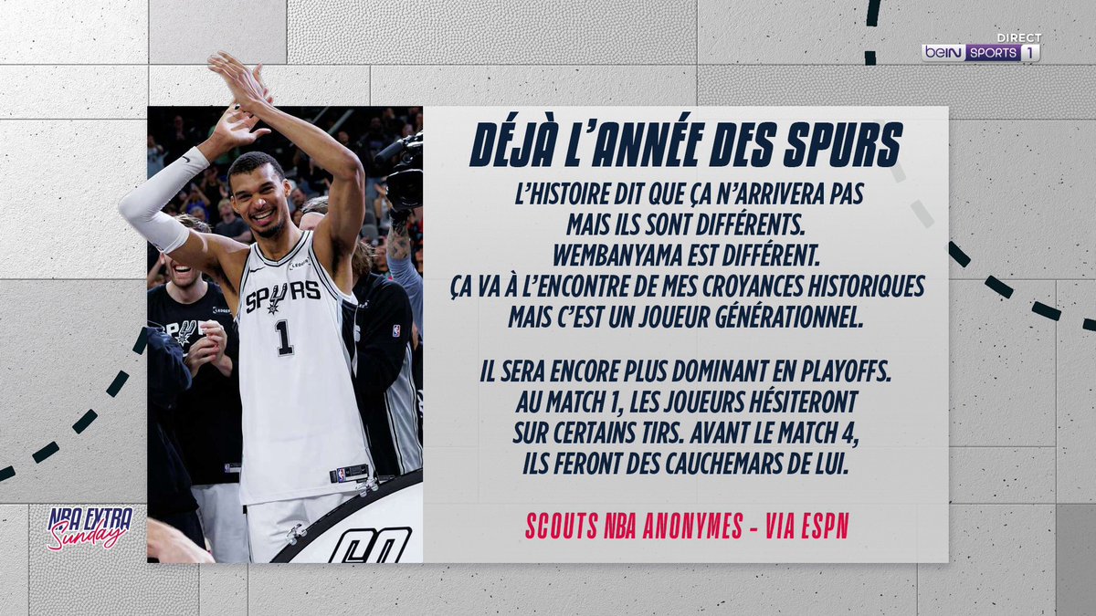 🏀 #NBAExtra 🤔 Déjà l'année du titre pour les Spurs ? 🎙 Jacques Monclar : "L'histoire récente aurait tendance à dire non, mais..."
