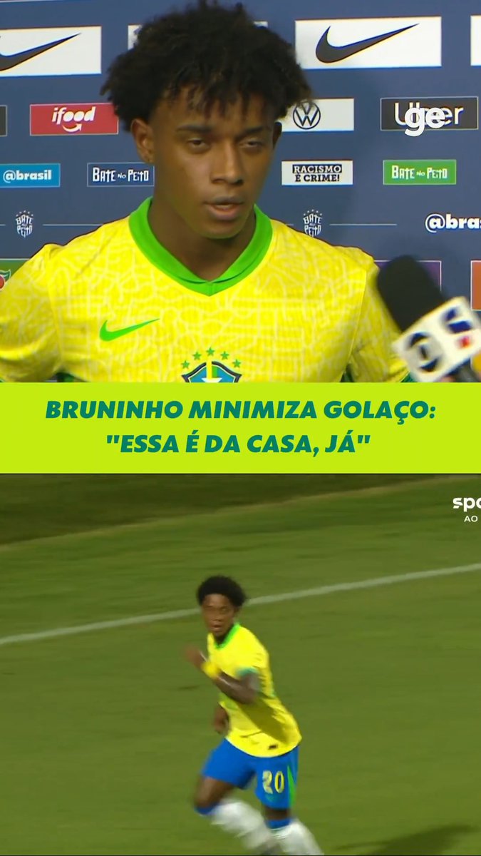 Bruninho, joia do Athletico, sobre seu golaço em Brasil x Paraguai pelo sub-20: "Essa já é da casa, essa eu tenho faz tempo. Só agradecer a Deus. Essa já é especialidade do Bruninho." 🎥 sportv | ge