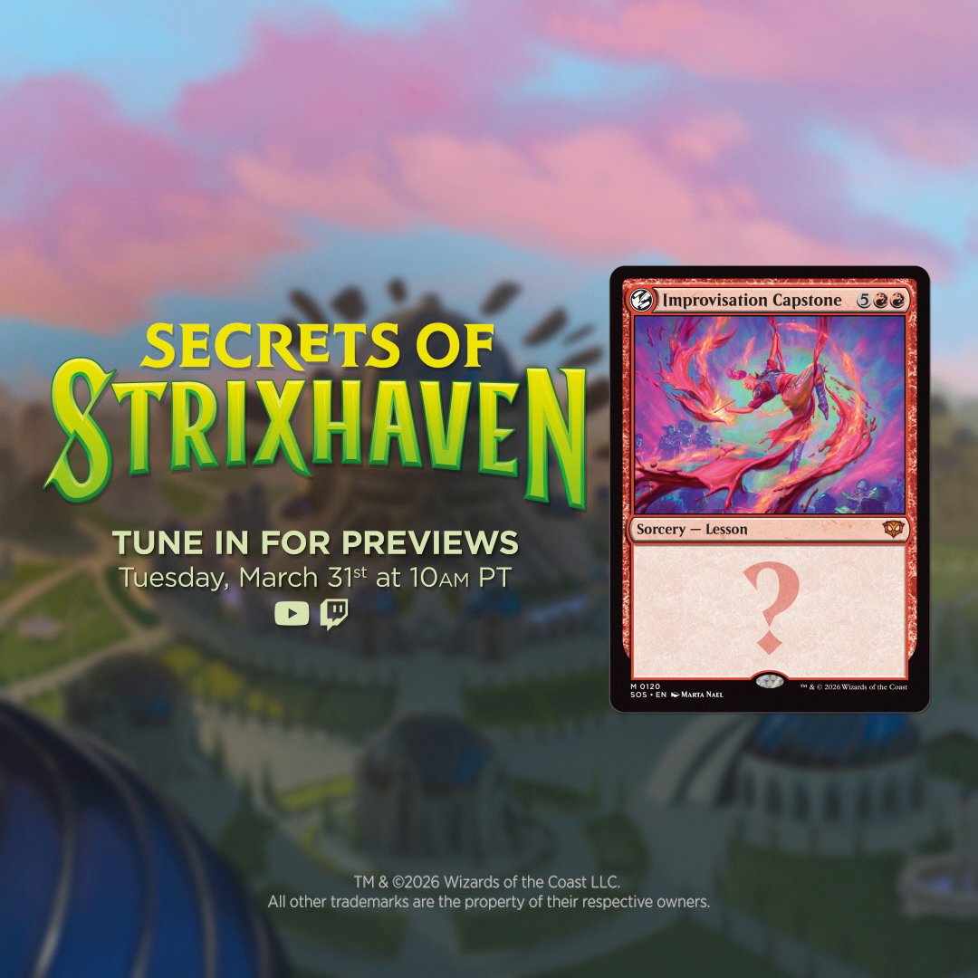 Make sure you put this in your planner! The #MTGStrixhaven Debut begins Tuesday at 10am PT, on
