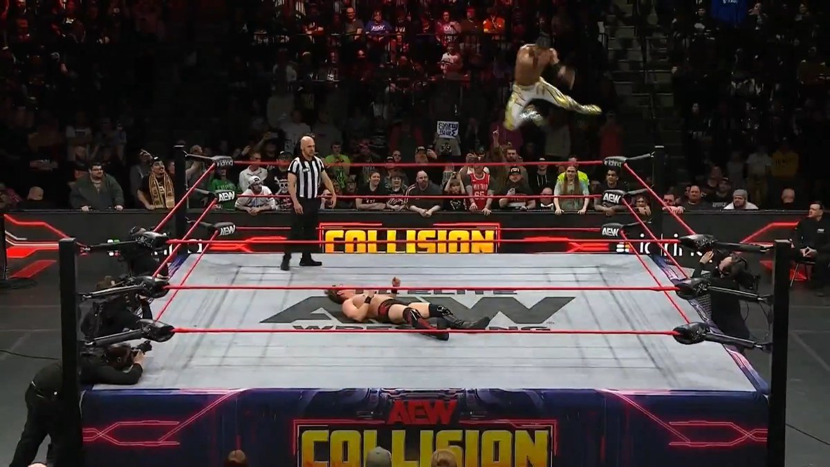 It was a rematch of the #AEWContinentalClassic meeting of Kevin Knight ケビン・ナイト + AEW International Champion @RainmakerXOkada, but this time with Okada's title on the line! Watch the #AEWCollision replay RIGHT NOW on @SportsOnMAX!