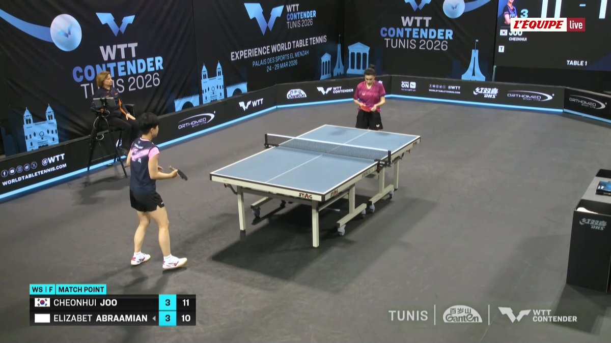 Incroyable victoire d'Elizabet Abraamian au bout du suspens dans la finale du WTT Contender de Tunis #lequipePING