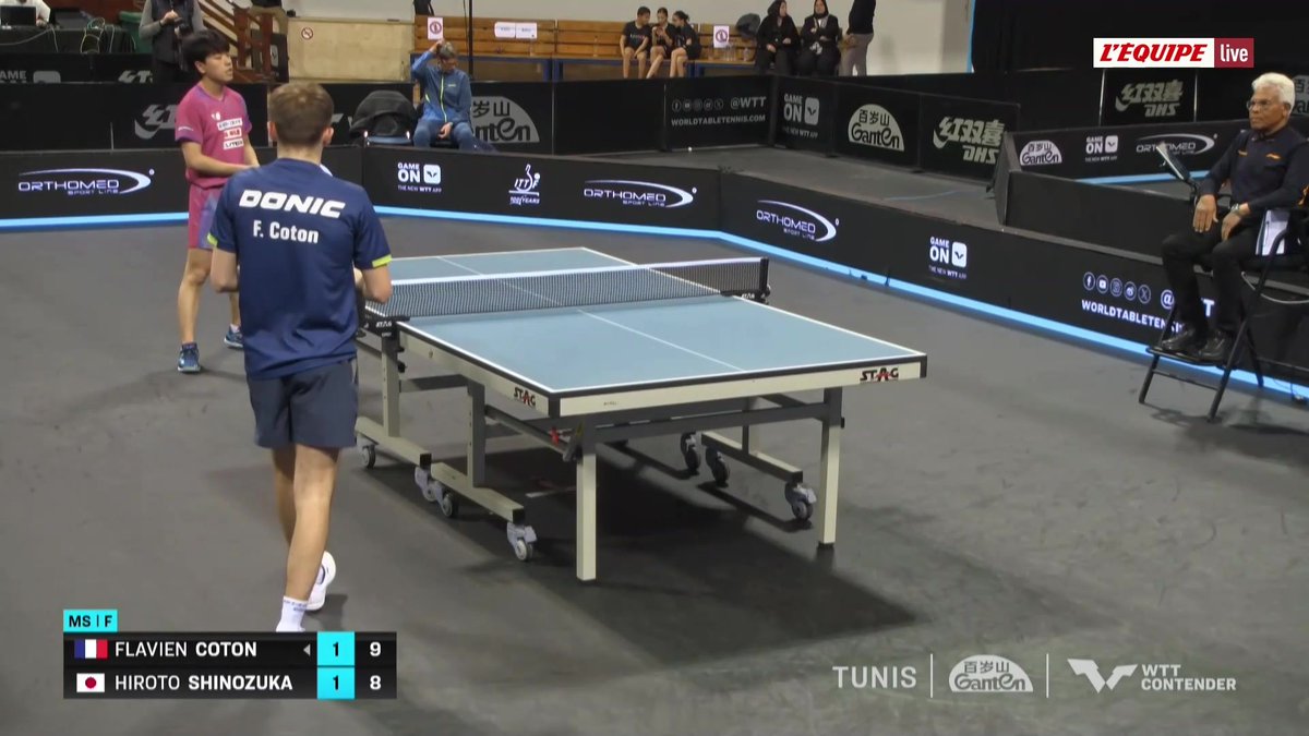 Flavien Coton fait la course en tête dans cette finale ! Le direct sur L'Équipe live > #lequipePING