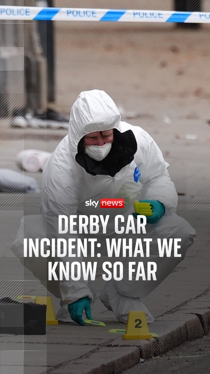 A man has been arrested on suspicion of attempted murder after multiple pedestrians were struck by a car in Derby city centre. Derbyshire Police say seven people were taken to hospital with injuries, some of those serious but not life-threatening. Sky's Katie Barnfield reports. 🔗