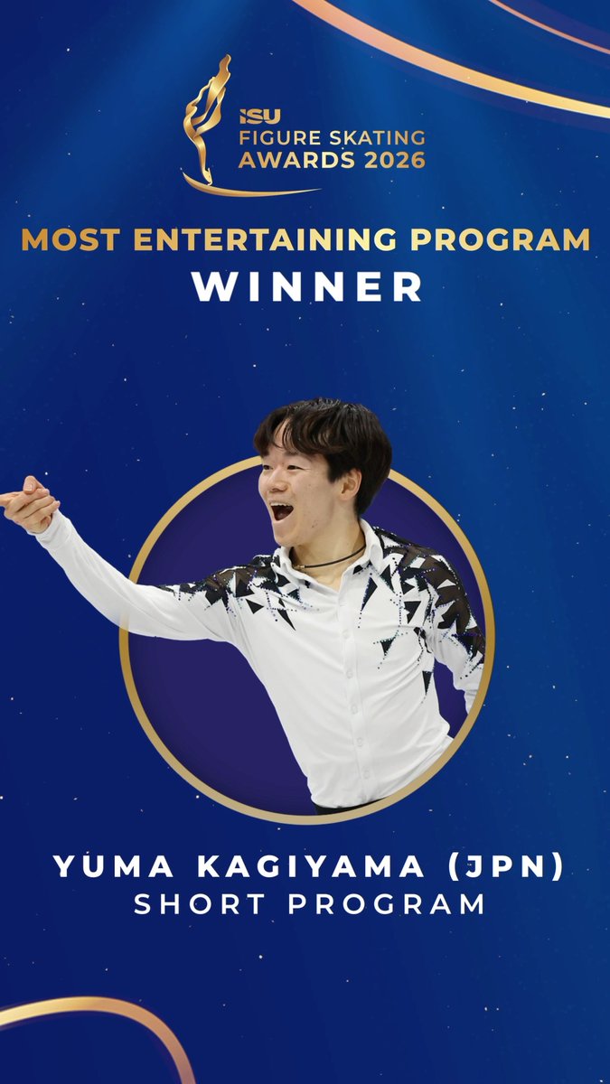 Yuma Kagiyama takes home Most Entertaining Program at the #ISUFigureSkatingAwards 2026, captivating, powerful, unforgettable from start to finish 👏🔥 #FigureSkating