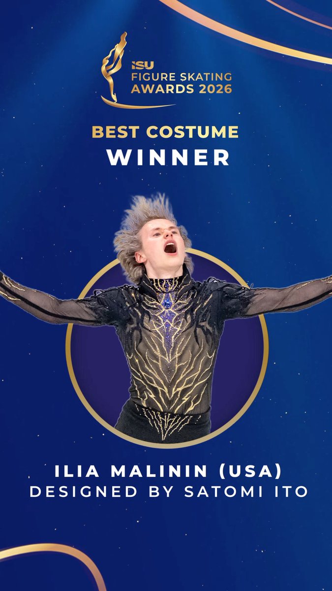 All the sparkles, all the style ✨ Ilia Malinin shines bright, taking home Best Costume at the #ISUFigureSkatingAwards 2026: bold, cool, and impossible to miss on the ice 💎🔥 #FigureSkating