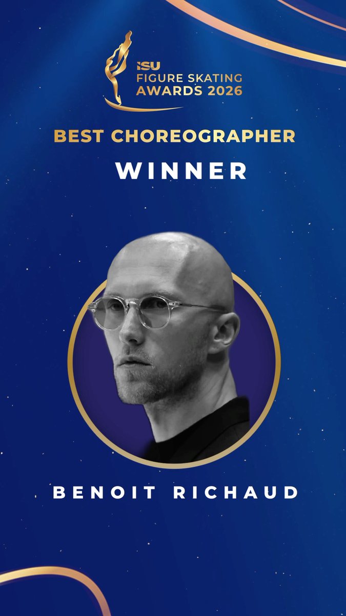 Where movement becomes magic ✨ Benoît Richaud wins Best Choreographer at the #ISUFigureSkatingAwards 2026, turning programs into unforgettable works of art on ice 🎭🔥 #FigureSkating