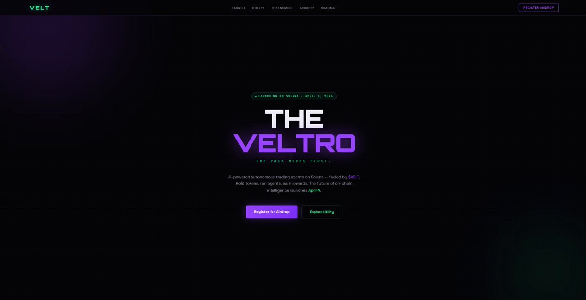 🐺 How to register for the $VELT airdrop in 30 seconds. Step by step: 1️⃣ Go to 2️⃣ Enter your Solana wallet 3️⃣ Enter your X username 4️⃣ Complete 3 tasks 5️⃣ You're in the pack. 🐺50,000,000 $VELT waiting to be claimed. Closes April 4 · 18:00 UTC.