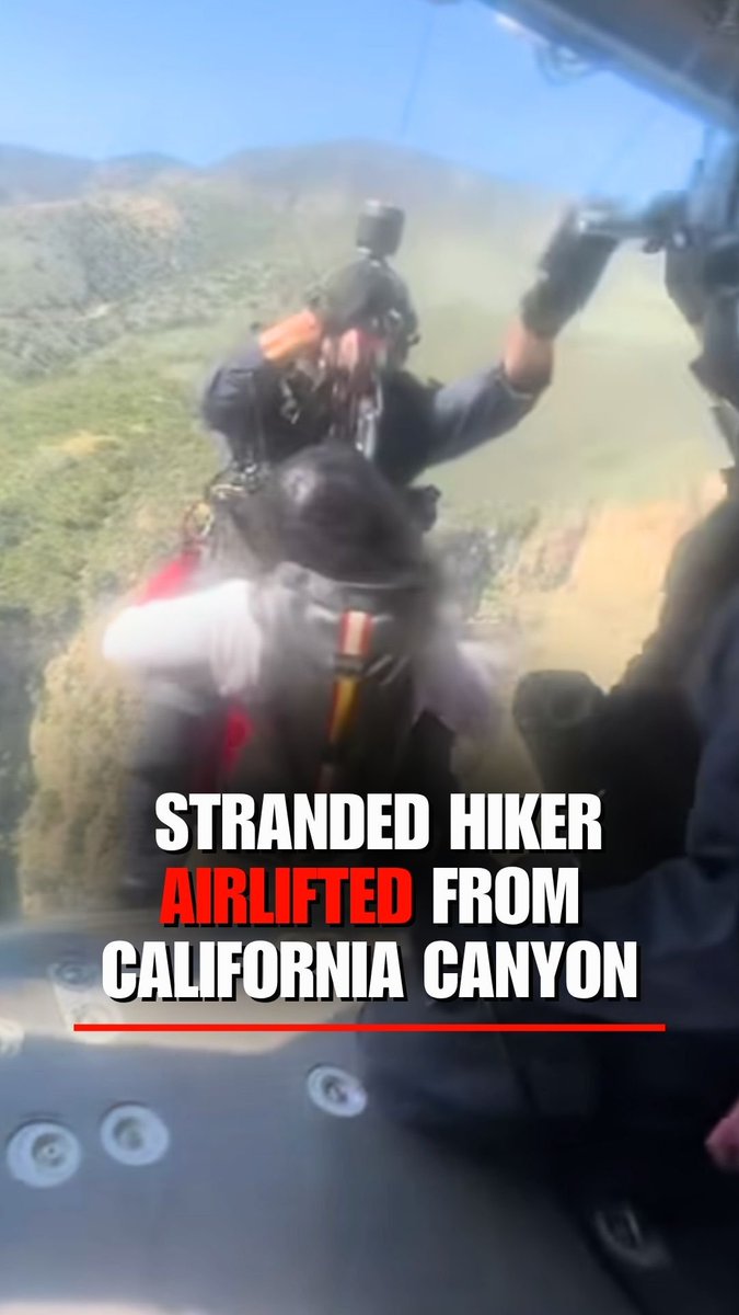 DARING RESCUE: A stranded hiker was airlifted from California's Black Star Canyon as crews used a helicopter and harness system to bring him to safety. Officials said the hiker was uninjured but unable to exit the rugged terrain on his own.
