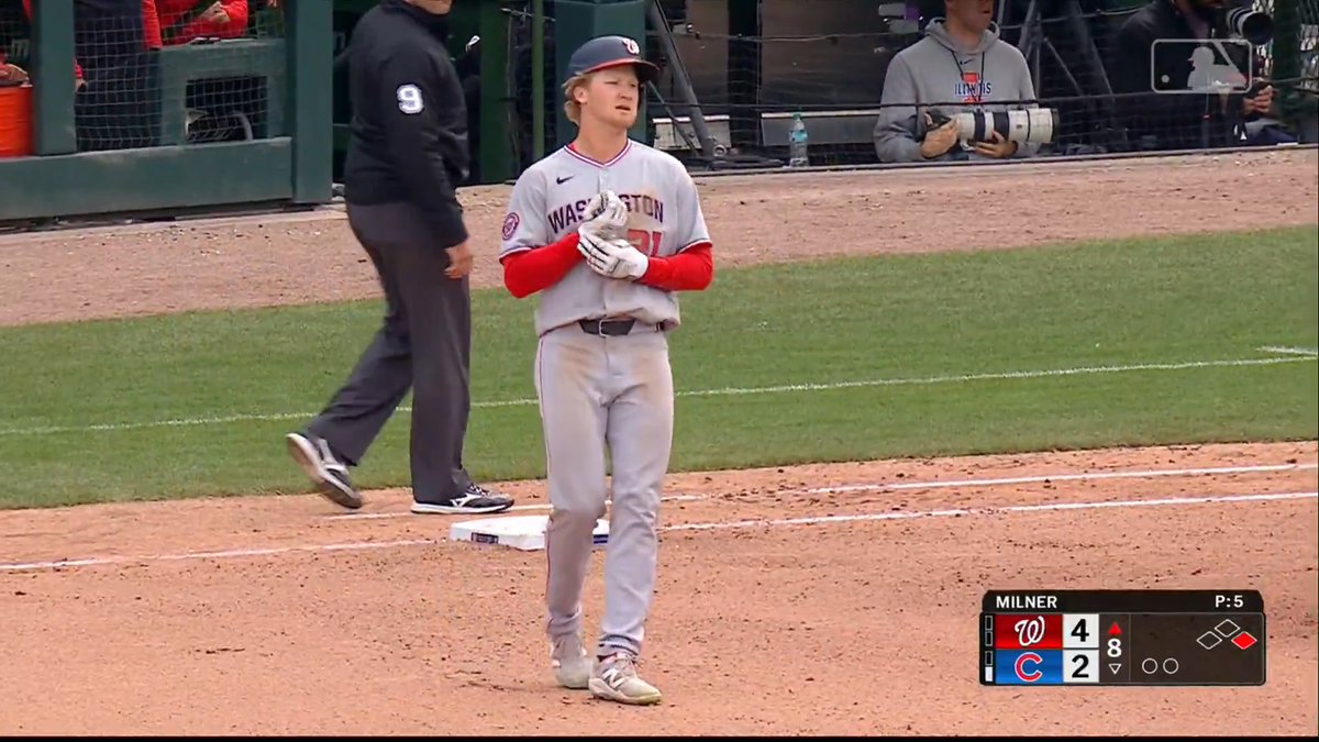 Joey Wiemer has 8 plate appearances with the Washington Nationals. He's reached base all 8 times! 🤯