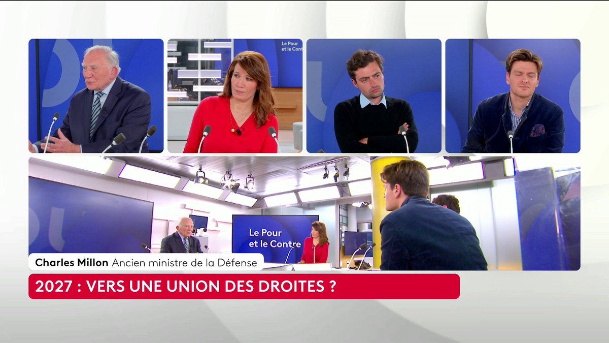 🔴 Politique : "Je suis pour un scrutin à un tour pour clarifier le choix des Français et obliger droite et gauche à s’organiser autour de projets", défend Charles Millon, interrogé sur l’appel à l’union de 90 ministres et parlementaires. #LePourEtLeContre #canal16