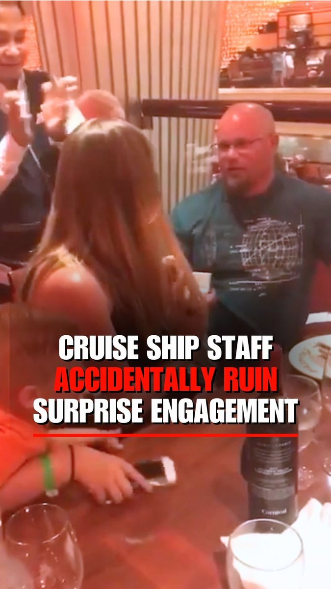 'I'M NOT ENGAGED!': A cruise ship proposal took an awkward turn when the wait staff accidentally announced the engagement before it happened. The surprise slip stunned the couple just as her partner was preparing to pop the question. She still said yes, adding later, "We have the worst luck, so it tracks."
