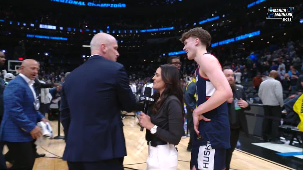 “He’s a rare human being.” Dan Hurley comments on Braylon Mullins’ clutch shot to send UConn to the Final Four #MarchMadness UConn Men's Basketball