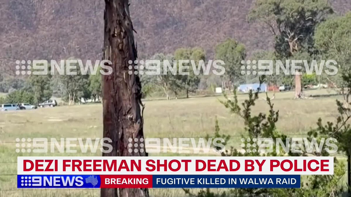 #BREAKING: Accused police killer Dezi Freeman has been shot dead by police. Nine News can show you #EXCLUSIVE vision this morning of the Walwa property where police confronted the fugitive, ending a seven month search. #9News
