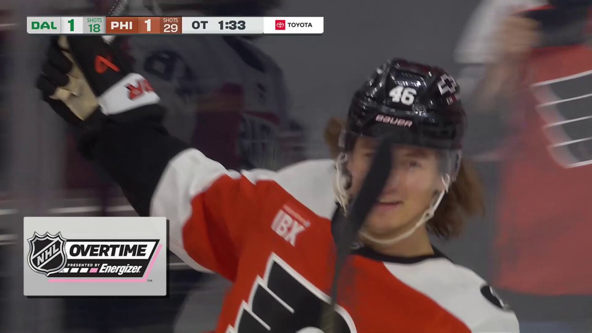 TREVOR ZEGRAS 👏 He wins it in Energizer overtime for the Philadelphia Flyers!