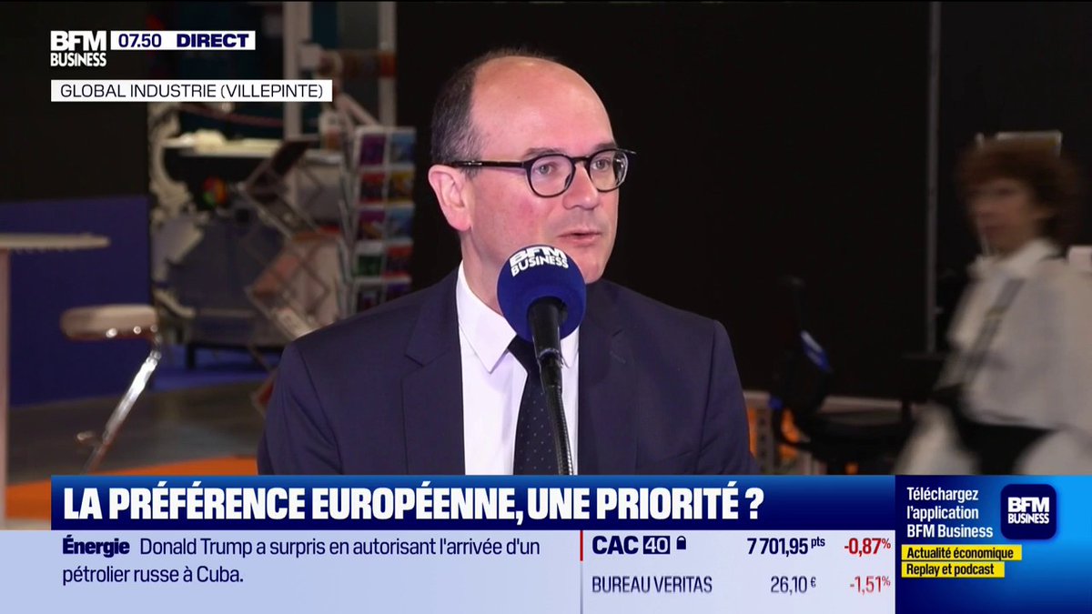La préférence européenne 🇪🇺 "Il y a une conception un peu large du Made In Europe, qui s'étend à l'Australie ou la Corée du Sud. J'aimerais construire quelque chose qui soit compréhensible pour les citoyens européens" 🎙️Sébastien Martin Ministre délégué chargé de l'Industrie