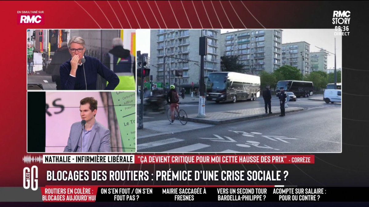 ⛽ Hausse des prix du carburant: les débuts d'une crise sociale? 🗣️ Nathalie, infirmière libérale: "Je n'ai pas trié mes patients mais je n'en prends plus de nouveaux qui ne sont pas sur mon secteur. J'ai fait le plein il y à deux jours: 128 euros. Je ne m'en sors plus" #GGRMC