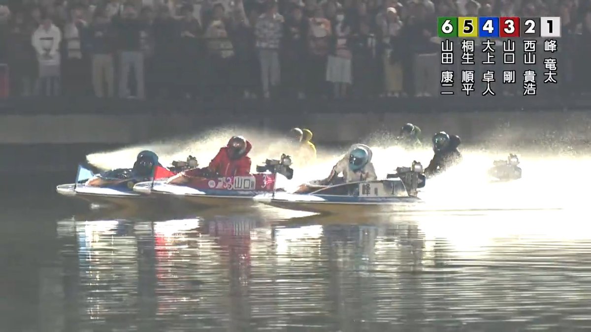 1マーク ターンの瞬間!! ≪ボートレースクラシック最終日 12R 優勝戦≫ スーパースロー映像で トップレーサーたちの熱い攻防をご覧ください👀 #蒲郡 #峰竜太
