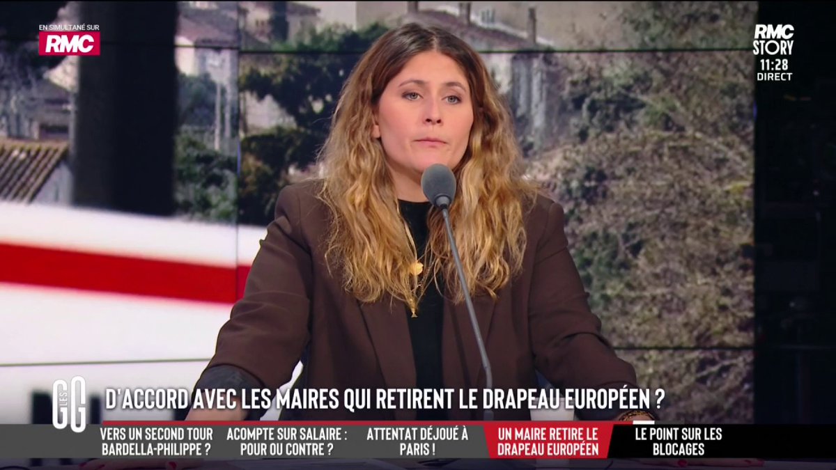 🔴Le maire RN de Carcassonne retire le drapeau européen de la façade de la mairie 🎙️Flora Ghebali: "Les vieux démons du RN n'ont absolument pas disparu: le RN est toujours aussi anti Europe qu'avant" #GGRMC