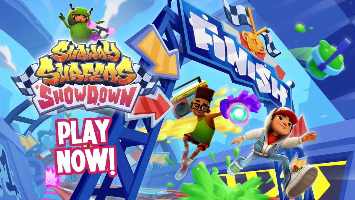 You have been BEGGING for it, and now its here to stay... Subway Surfers Showdown! 🏁 Race against other surfers in our first ever permanent competitive gamemode. 🏆 Are you ready to race to the finish line against FIVE other surfers? Let's go! 😈 #subwaysurfers