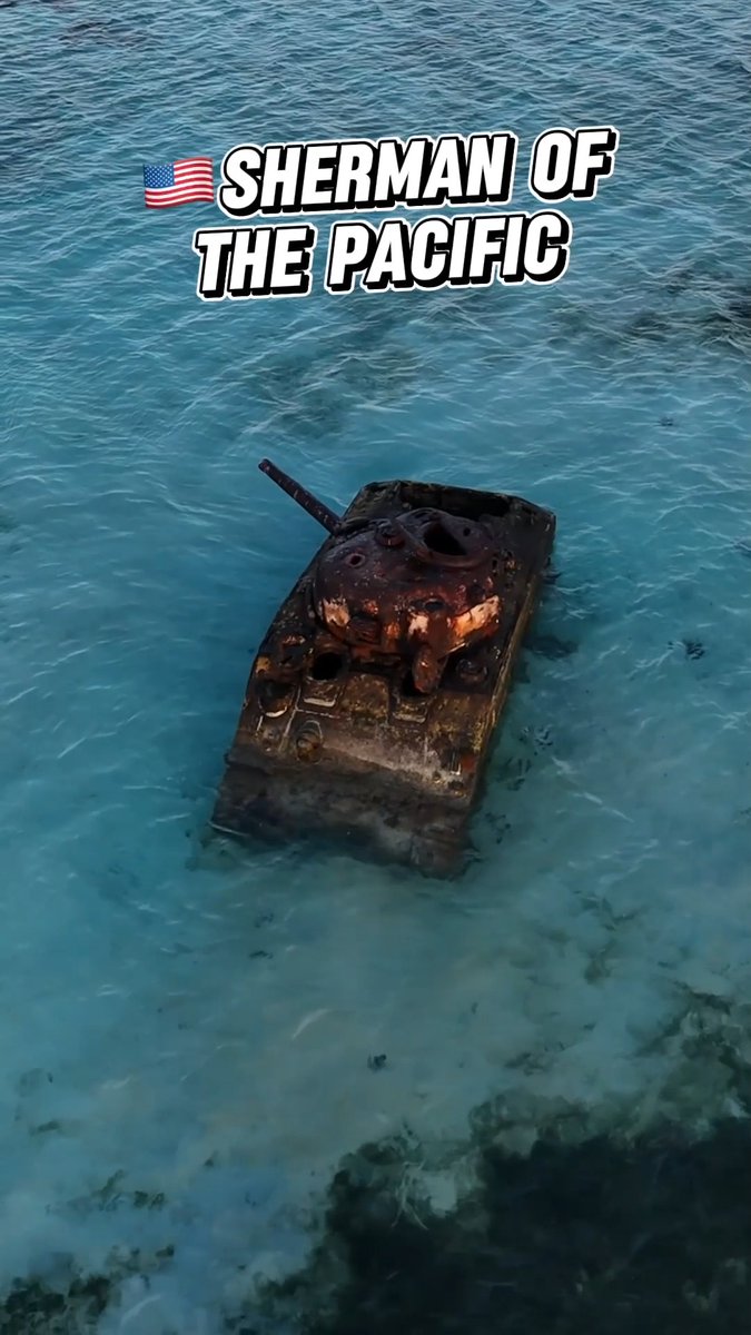 This Sherman tank has remained frozen in time since the Battle of Saipan (1944). Dropped into the sea, it never reached shore - lost to failure or enemy fire. 80 years later, it stands as a silent reminder of lives lost in the Pacific Campaign. Video: Geoffreywarrelics