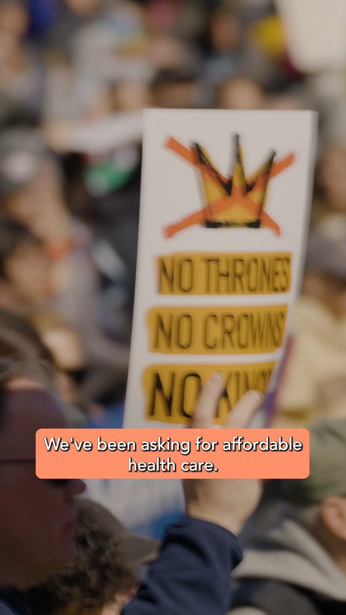 We've been asking for healthcare and a living wage, not for Trump to terrorize our communities and drag us into war. No Kings.