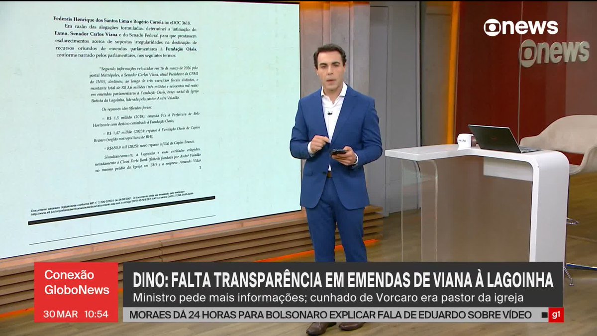 🚨 URGENTE: Dino considera INSATISFATÓRIAS as explicações de Viana sobre os 3,6 MILHÕES enviados à fundação da Lagoinha, dos pastores André Valadão e Zettel. Mostramos aqui e remetemos denúncia ao STF. Vai ter que explicar melhor, Senador! Queremos saber.