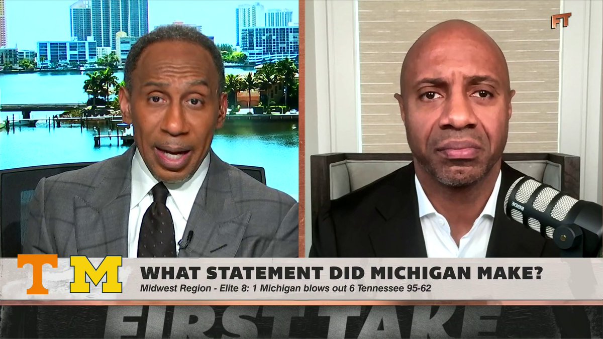 "I owe the Michigan Wolverines an apology. ... I did not give them the respect that they deserved coming into this tournament. ... They can win it all." —Stephen A Smith on Michigan in the men's NCAA tournament 👀