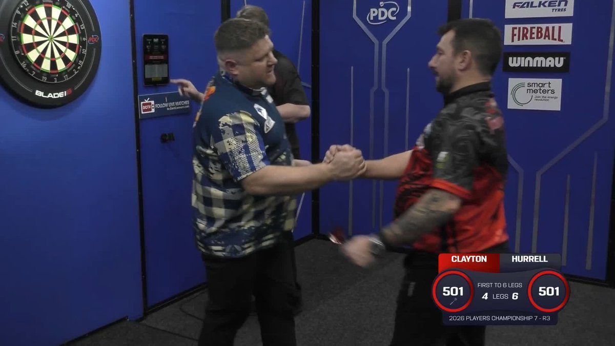 HURRELL KO's CLAYTON! James Hurrell dumps out Jonny Clayton to seal his spot in the last 16 at Players Championship Seven, averaging north of 102 en route! ๐บ #PC7