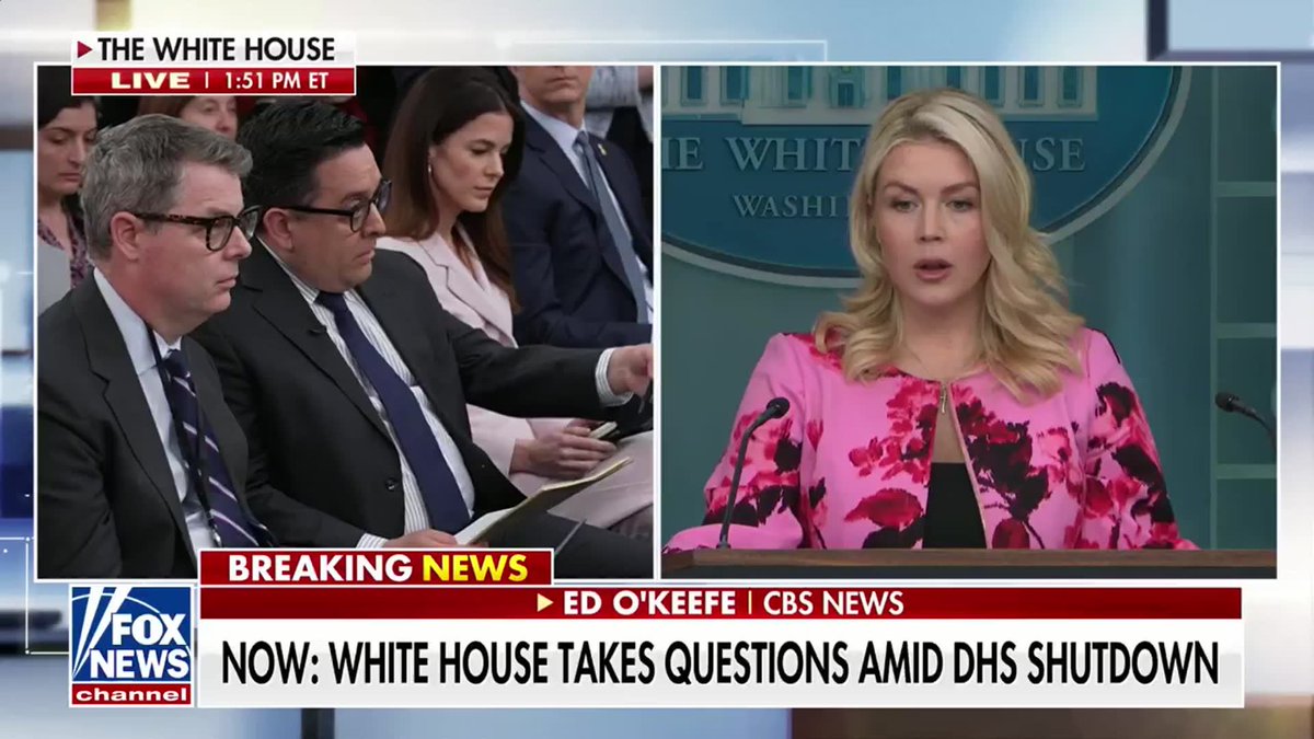 BREAKING: The White House calls on Congress to end its two week paid vacation and return to D.C. until the Department of Homeland Security is fully funded: "The president will always look into ways that we can make sure that the American people are being taken care of... Democrats in Congress have voted seven times against funding the Department of Homeland Security. Congress should come back and they should get it done." - Karoline Leavitt