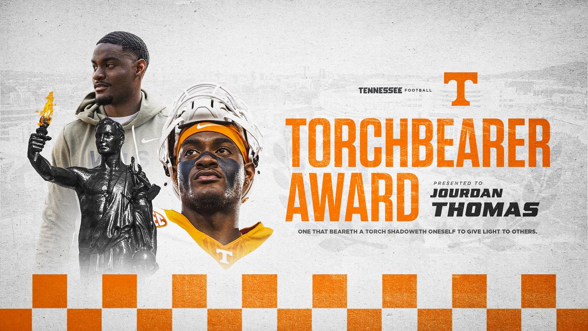 "He that beareth a torch shadoweth himself that he may give light to others." Congratulations to Jourdan Thomas on receiving the Torchbearer Award - the highest honor for an undergraduate student at UT Knoxville recognizing service, leadership & the Volunteer Spirit.
