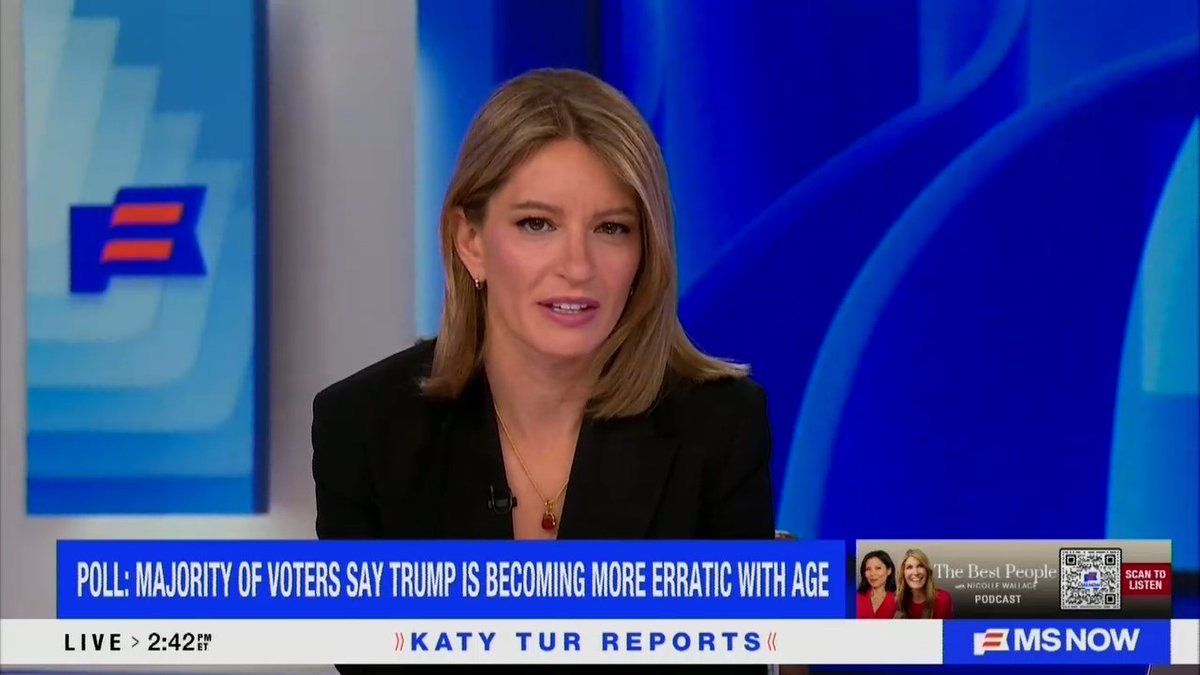 Host: Is Donald Trump well? Does he have the mental acuity to lead this country? More people are starting to doubt that. The number of people who think he lacks the mental sharpness to serve effectively is now climbing. 6 in 10 Americans now say Trump is becoming more erratic as he ages.