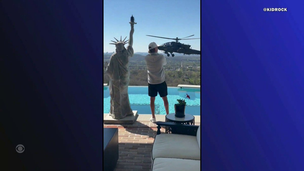 The Army said that it has launched a review after singer and rapper Kid Rock shared a video to social media that shows a pair of Apache helicopters flying outside his Tennessee house, in what an Army official confirmed to CBS News was a training flight.