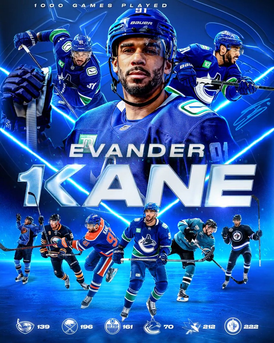 1️⃣0️⃣0️⃣0️⃣ games for 1Kane. Congrats Evander Kane on this monumental milestone! 👏