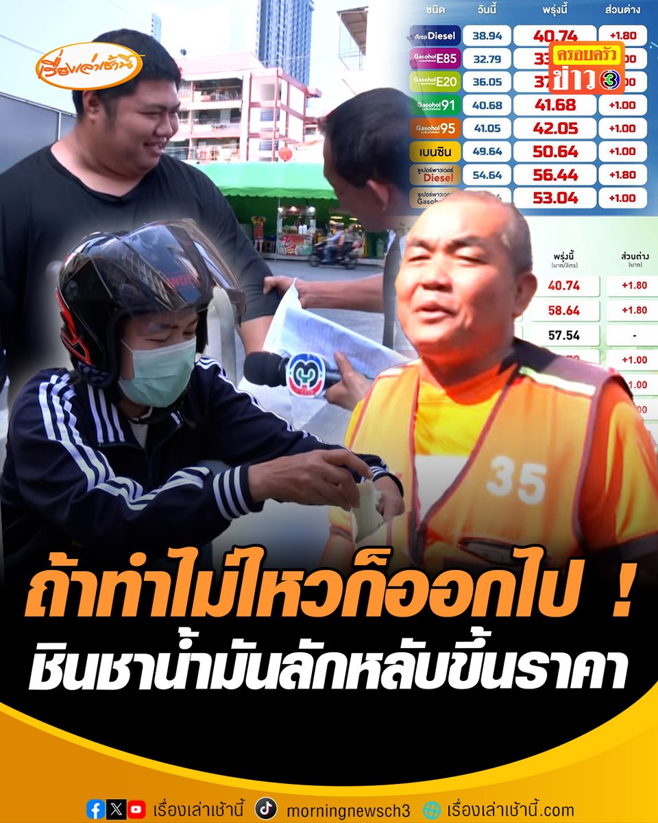 เสียงสะท้อนจากประชาชนหลังน้ำมันขึ้นอีกกลางดึก พ่อค้าขายทุเรียน ลั่น จิ๊บๆ หยิกก็ไม่เจ็บเพราะชาไปหมดแล้ว ขณะที่จักรยานยนต์รับจ้าง บอก ชาวบ้านกำลังจะตาย “ถ้าทำไม่ไหวก็ออกไป” #เรื่องเล่าเช้านี้ #ครอบครัวข่าว3 #ข่าวสังคม #วิกฤตพลังงาน