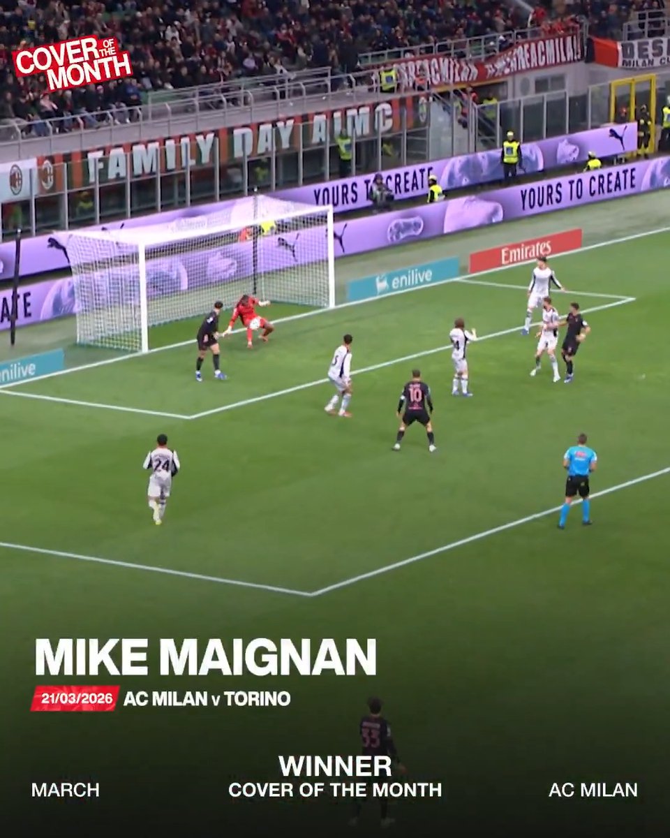 No hands needed 🦵 Magic Mike Maignan's instinctive save is your Cover of the Month 🔝