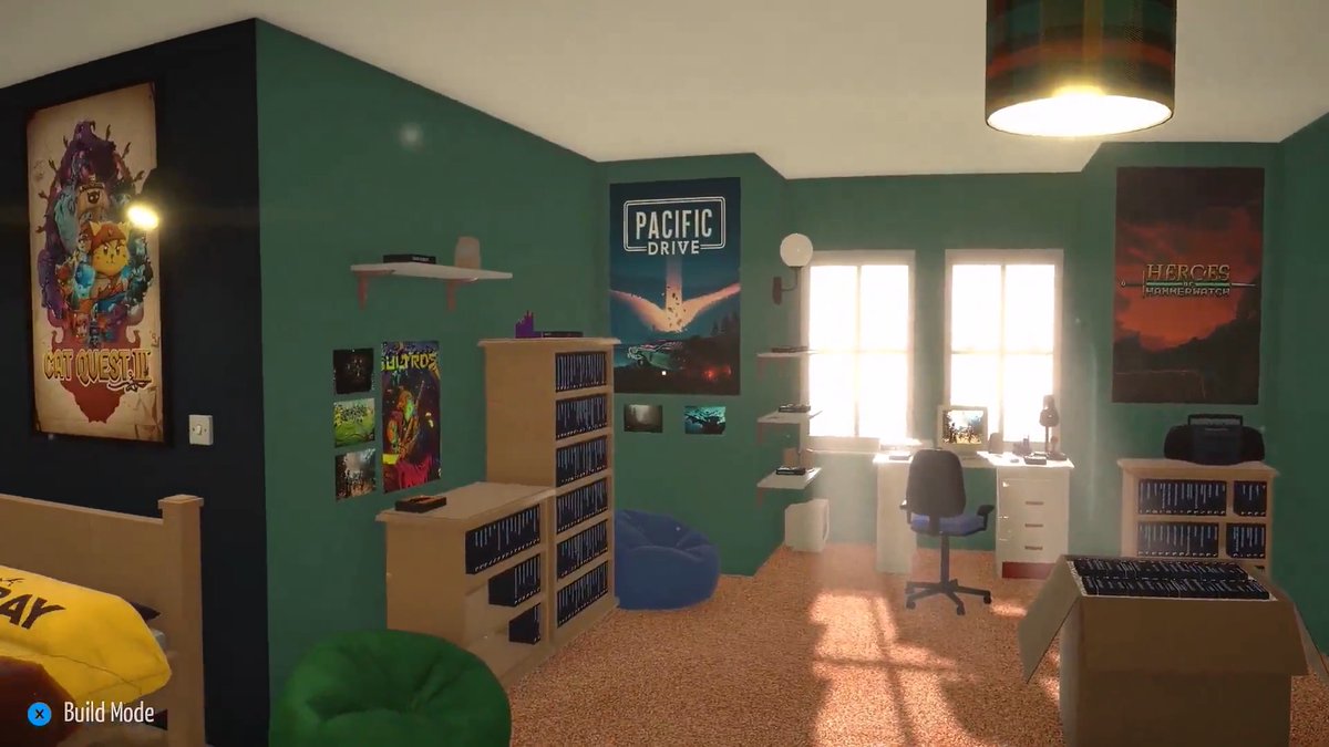 BOXROOM Announced, Allowing You to Create a “Virtual Game Room” from Your Steam Library. You can place the game cases on shelves, customize the room, and launch any game just by picking up its case.