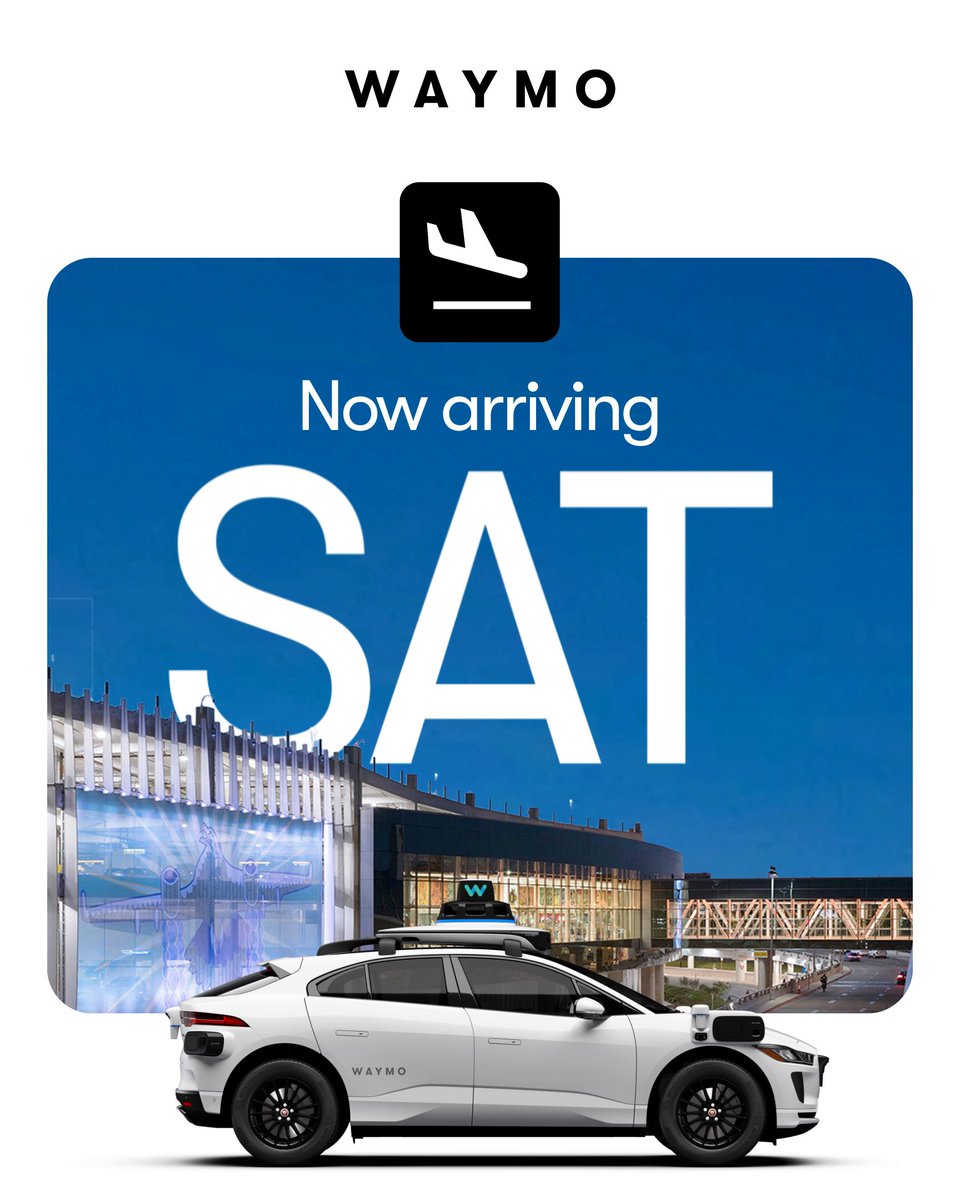 Arriving now in San Antonio. ☀️✈️ We’re welcoming the first public riders to and from San Antonio International Airport available 24/7. SAT marks our 4th airport, with more on the horizon!