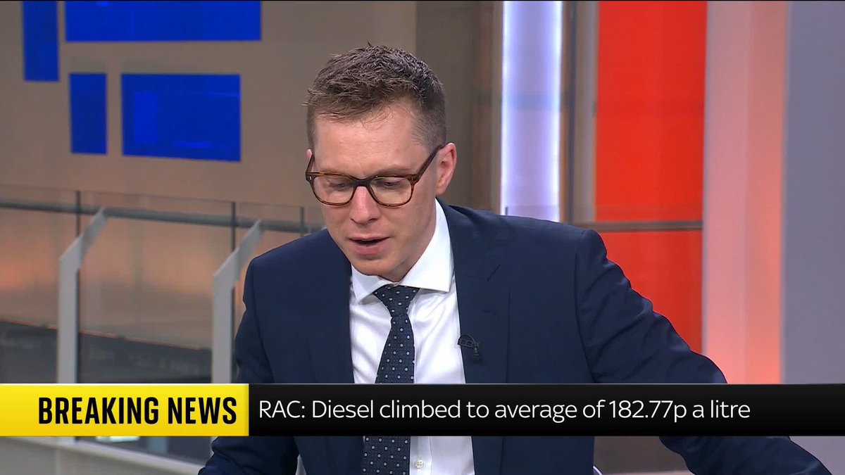 BREAKING: Price of diesel climbs up to 182.77p on average - the highest level since 2022, RAC announces.