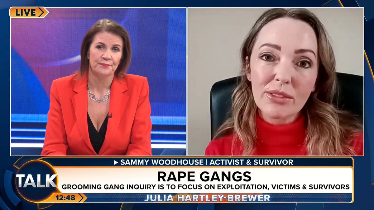 🚨"I've been through worse in the last 13 years as an activist for exposing this than what I did as a child." Activist and survivor Sammy Woodhouse tells Julia Hartley-Brewer that anyone who speaks out about rape gangs becomes a "target". Julia Hartley-Brewer | S A M M Y Woodhouse