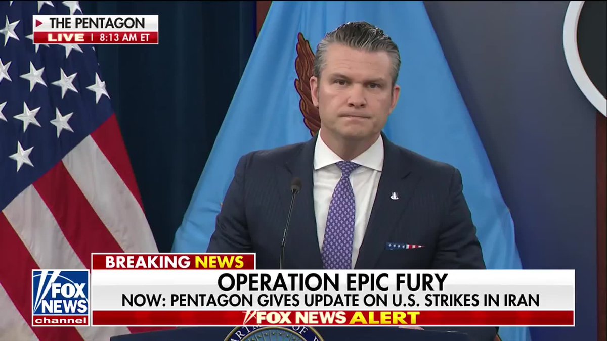 NEW: Sec. Hegseth sends prayers to troops he met fighting Operation Epic Fury: "In my mind’s eye, I’m actually looking out at the groups I met this weekend." "May God watch over all of them each day and each night. May his almighty and eternal arms of Providence stretch over them and protect them, and bring them peace in the name of Jesus Christ and Amen."