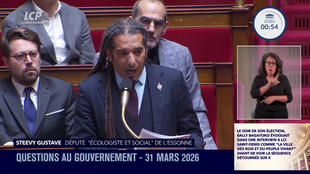 Racisme envers ls nouveaux élus : "Ce qui dérange encore certains, ce n'est pas ce que nous faisons, c'est simplement que nous soyons là", dénonce Steevy Gustave. "Le gouvernement compte-t-il saisir l'Arcom ?", interroge-t-il quant aux propos tenus sur CNews. #QAG #DirectAN