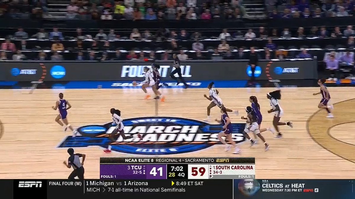 South Carolina secures the last Final Four spot with a win over TCU, as this year’s field features the same teams as last season.