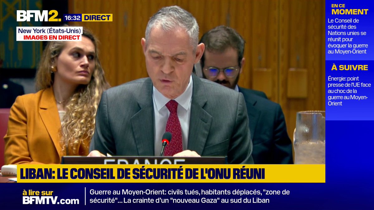 Liban: Jérôme Bonnafont, représentant de la France à l'ONU, dénonce les "incidents graves commis par Israël, à l'encontre du contingent français de la Finul à Naqoura" #BFM2