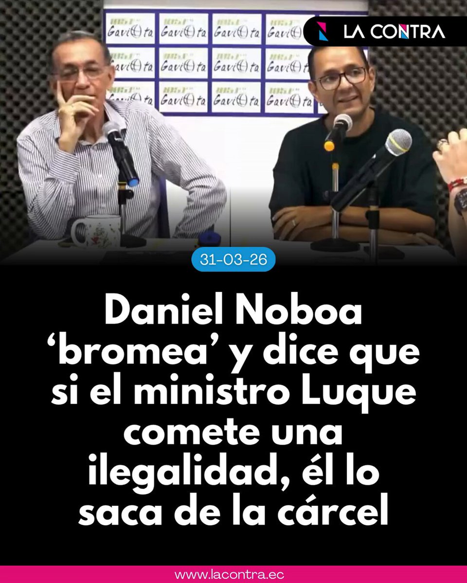 ENTRE BROMA Y BROMA... 🥴 #ATENCIÓN‼️| Daniel Noboa 'bromea' en una entrevista y le dice al ministro de Infraestructura Roberto Luque, cuestionado por el caso Progen, que si cometiera alguna ilegalidad, “luego te saco de la cárcel”. Los entrevistadores se ríen.