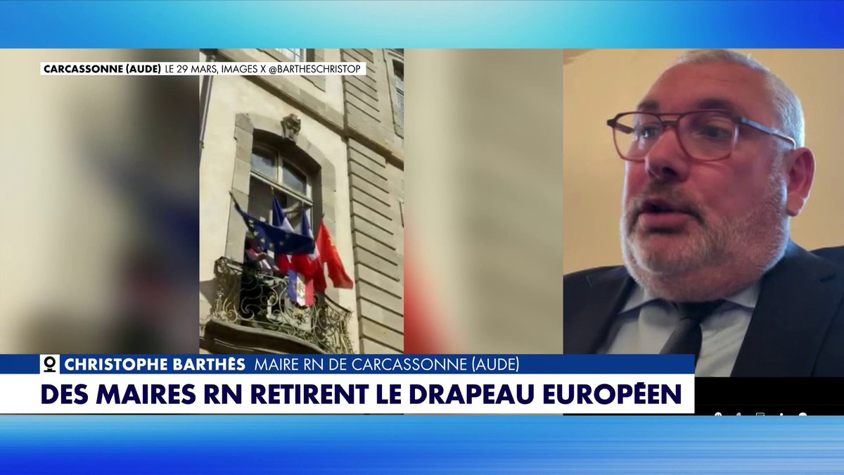 Christophe Barthès, sur les maires RN nouvellement élus qui retirent les drapeaux européens de leurs hôtels de ville : «Le seul drapeau qui vaille à mes yeux, c’est le drapeau français», dans #Punchline Toute l'info est à retrouver sur