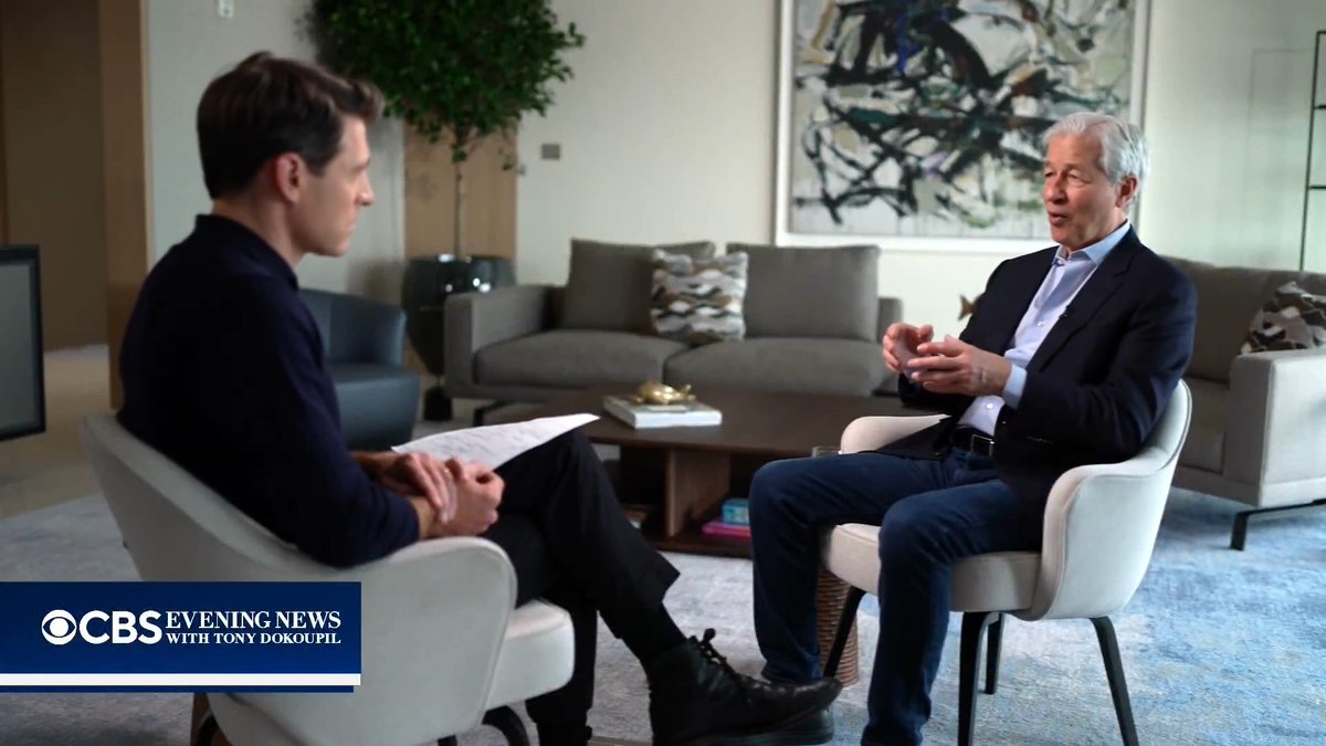 JPMorgan Chase CEO Jamie Dimon tells Tony Dokoupil he doesn't know whether the war with Iran will be a "tipping point" that pushes the U.S. into a recession, but "what's more important to the future of the world is that the war successfully conclude." More tonight at 6:30 p.m. on CBS Evening News.